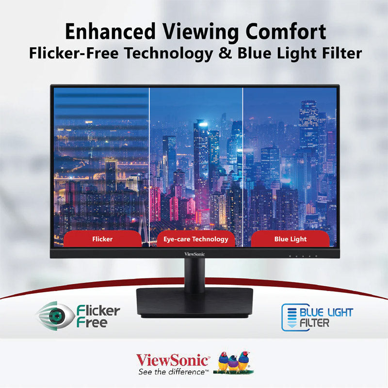 ViewSonic VA2409-MHU 24"Full HD 1080p USB C Monitor with Ultra-Thin Bezel, Adaptive Sync, 75Hz, Eye Care for Home and Office
