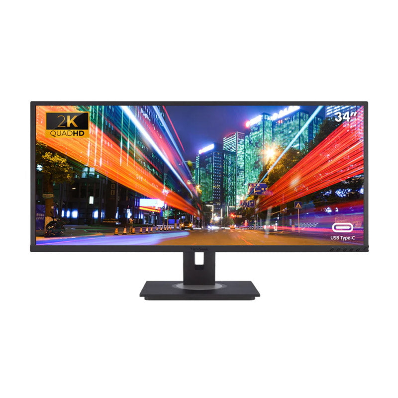 ViewSonic VG3456 34" 21:9 UltraWide WQHD 1440p Monitor with Ergonomics Design, USB Type C Docking, Built-In Gigabit Ethernet for Home and Office