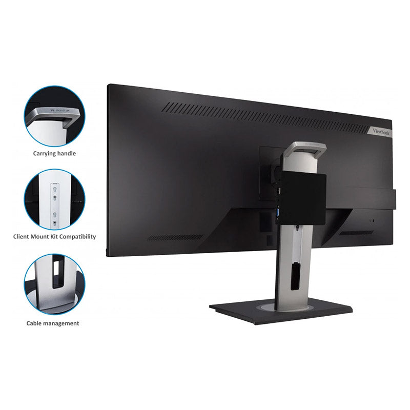 ViewSonic VG3456 34" 21:9 UltraWide WQHD 1440p Monitor with Ergonomics Design, USB Type C Docking, Built-In Gigabit Ethernet for Home and Office
