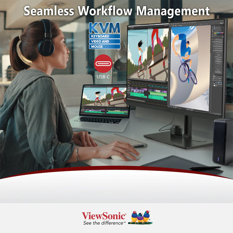 ViewSonic VP2776 27" QHD USB-C Monitor with 165Hz, ColorPro Wheel, Pantone Validated, Delta E<2 Color Accuracy, HDMI, USB, DisplayPort for Professional Home and Office