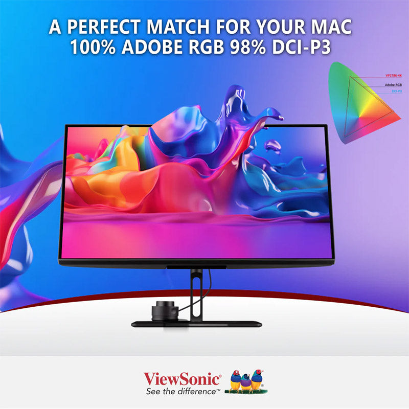 ViewSonic VP2786-4K 27" IPS 4K USB C Monitor with Integrated Color Wheel, 100% Adobe RGB, 98% DCI-P3, Pantone Validated, 90W Charging, HDMI, DisplayPort for Professional Home and Office