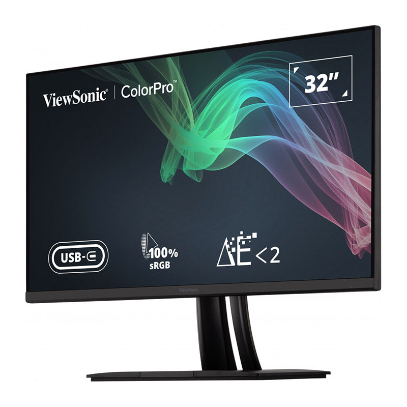ViewSonic VP3256-4K 32" IPS 4K Monitor with Ultra-Thin Bezels, Color Accuracy, Pantone Validated, HDMI, DisplayPort and USB-C with 60W high-speed charging, for Professional, Home and Office