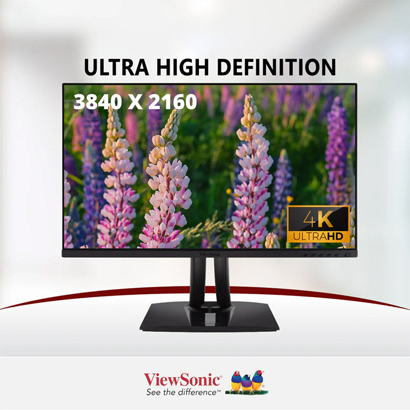 ViewSonic VP3256-4K 32" IPS 4K Monitor with Ultra-Thin Bezels, Color Accuracy, Pantone Validated, HDMI, DisplayPort and USB-C with 60W high-speed charging, for Professional, Home and Office