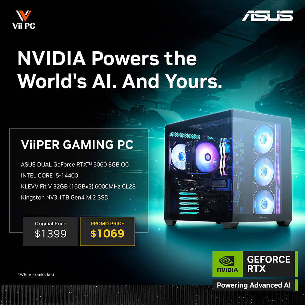 ViiPER Gaming PC - Intel Core i5-14400 + ASUS DUAL RTX 5060 8GB OC (Powered By ASUS) - AI PC