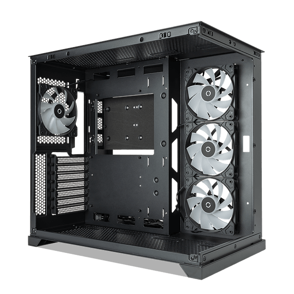 Tecware VXL EVO ATX DUAL TEMPERED GLASS CASE - ARGB , Dual Chamber Layout , Panel Locking Mechanism , Includes 4x RGB Fans , 1 Yrs Wty , BLACK / WHITE