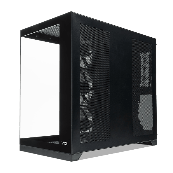 Tecware VXL EVO ATX DUAL TEMPERED GLASS CASE - ARGB , Dual Chamber Layout , Panel Locking Mechanism , Includes 4x RGB Fans , 1 Yrs Wty , BLACK / WHITE