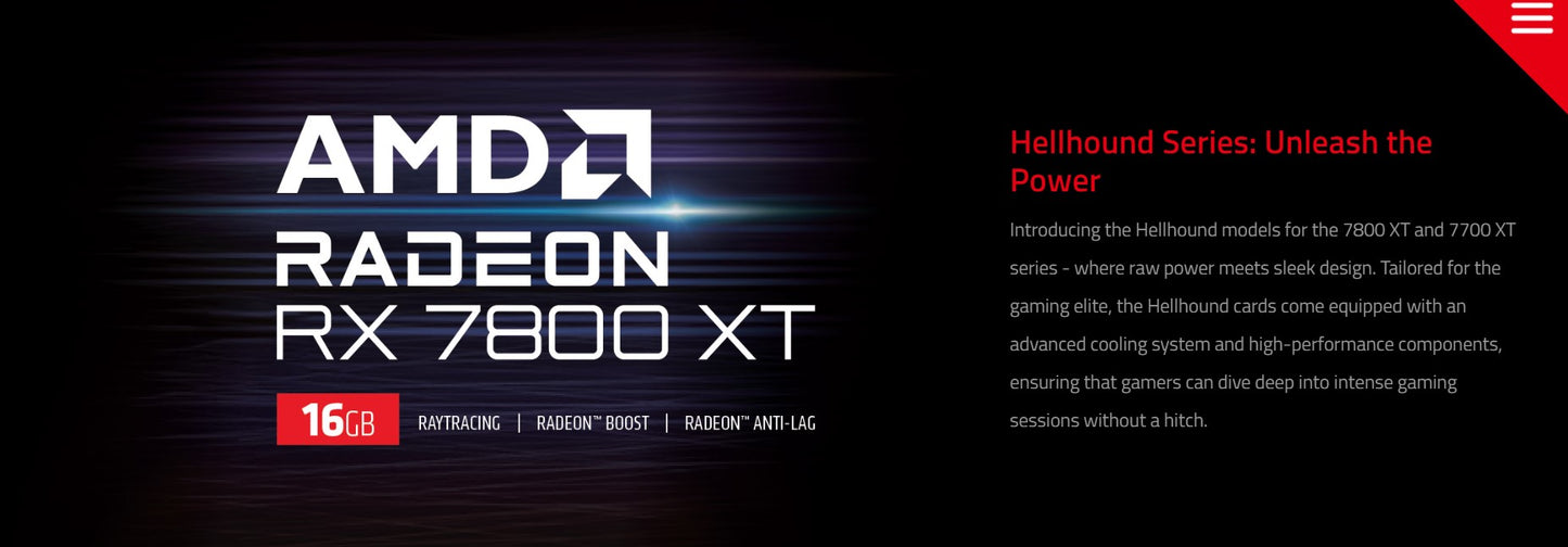 PowerColor Hellhound AMD Radeon RX 7800 XT 16GB GDDR6 Graphics Card