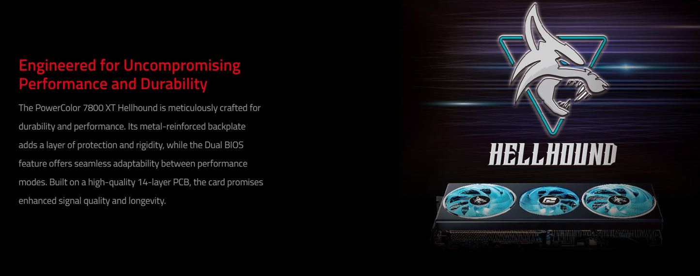 PowerColor Hellhound AMD Radeon RX 7800 XT 16GB GDDR6 Graphics Card