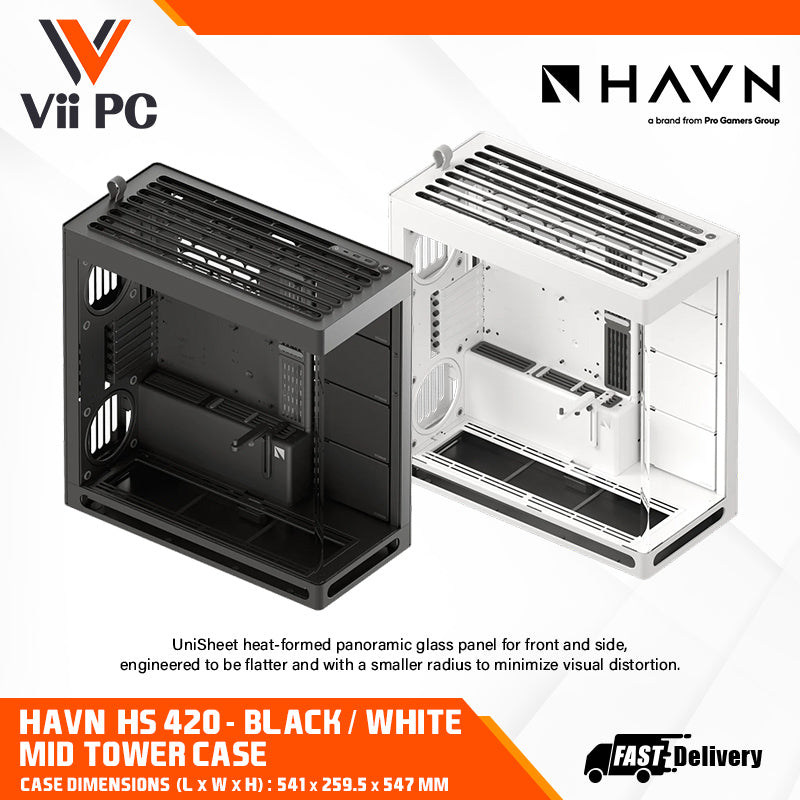 HAVN HS 420 Base Edition Black / White Hybrid structure midtower case for 420 rad, base edition MID TOWER CASE