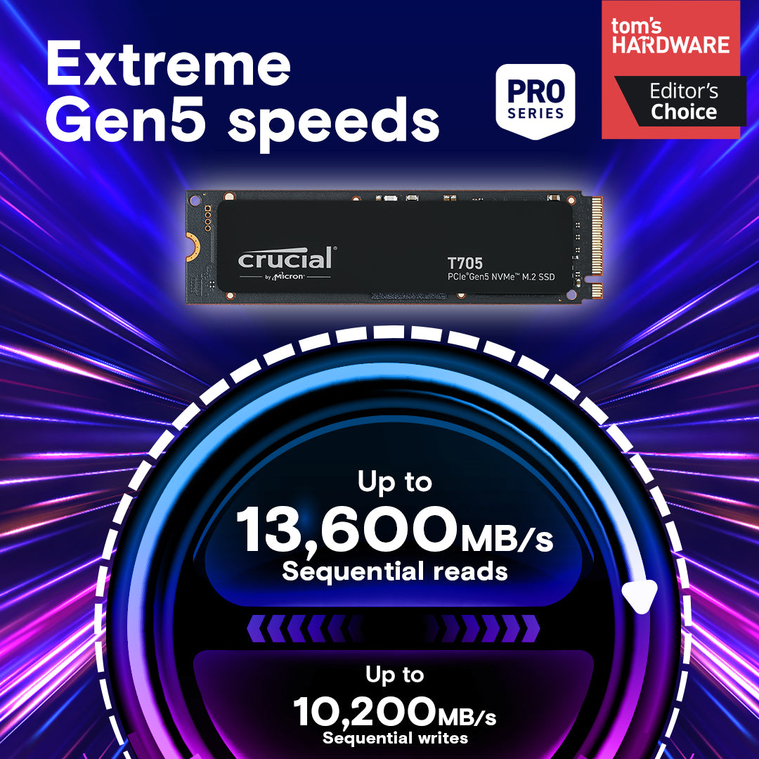 Crucial T705 (1TB/2TB/4TB) PCIe Gen5 NVMe M.2 SSD