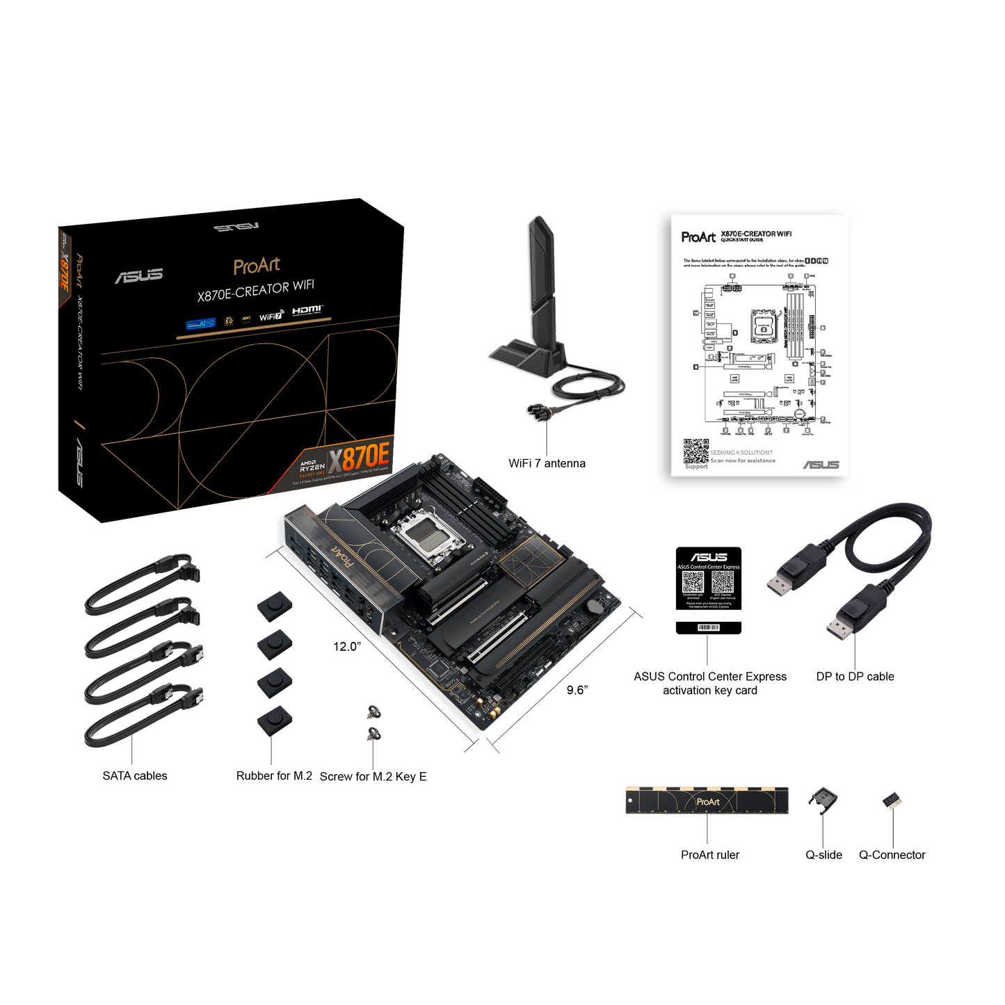 ASUS Proart X870E-Creator WIFI - AMD Socket AM5 for Ryzen™ 9000 & 8000 & 7000 Series Desktop CPU / 4 x DIMM slots, max. 192GB, DDR5 / 1 x Marvell® AQtion 10Gb / WIFI7 ATX Motherboard