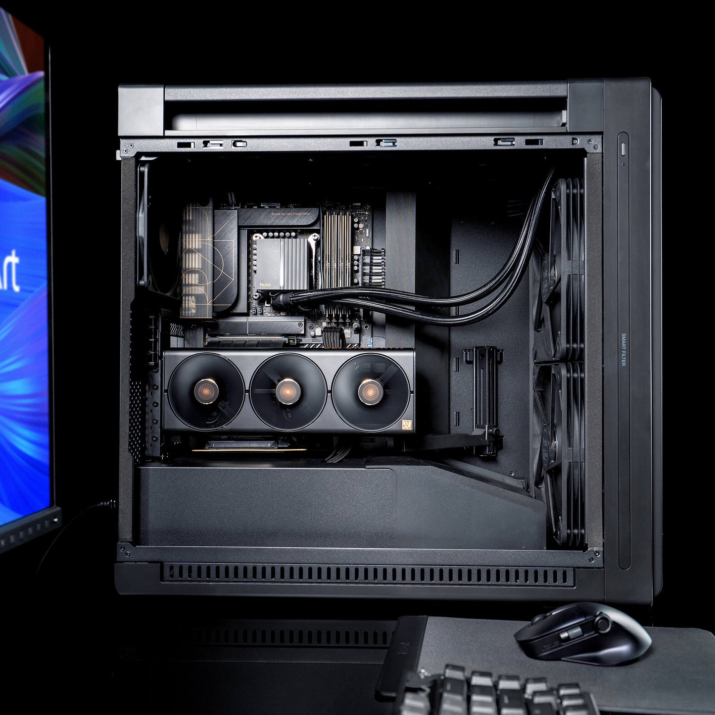 ASUS ProArt PA602 E-ATX Mid Tower - 420mm radiator support, one 140mm and two 200mm pre-installed system fans