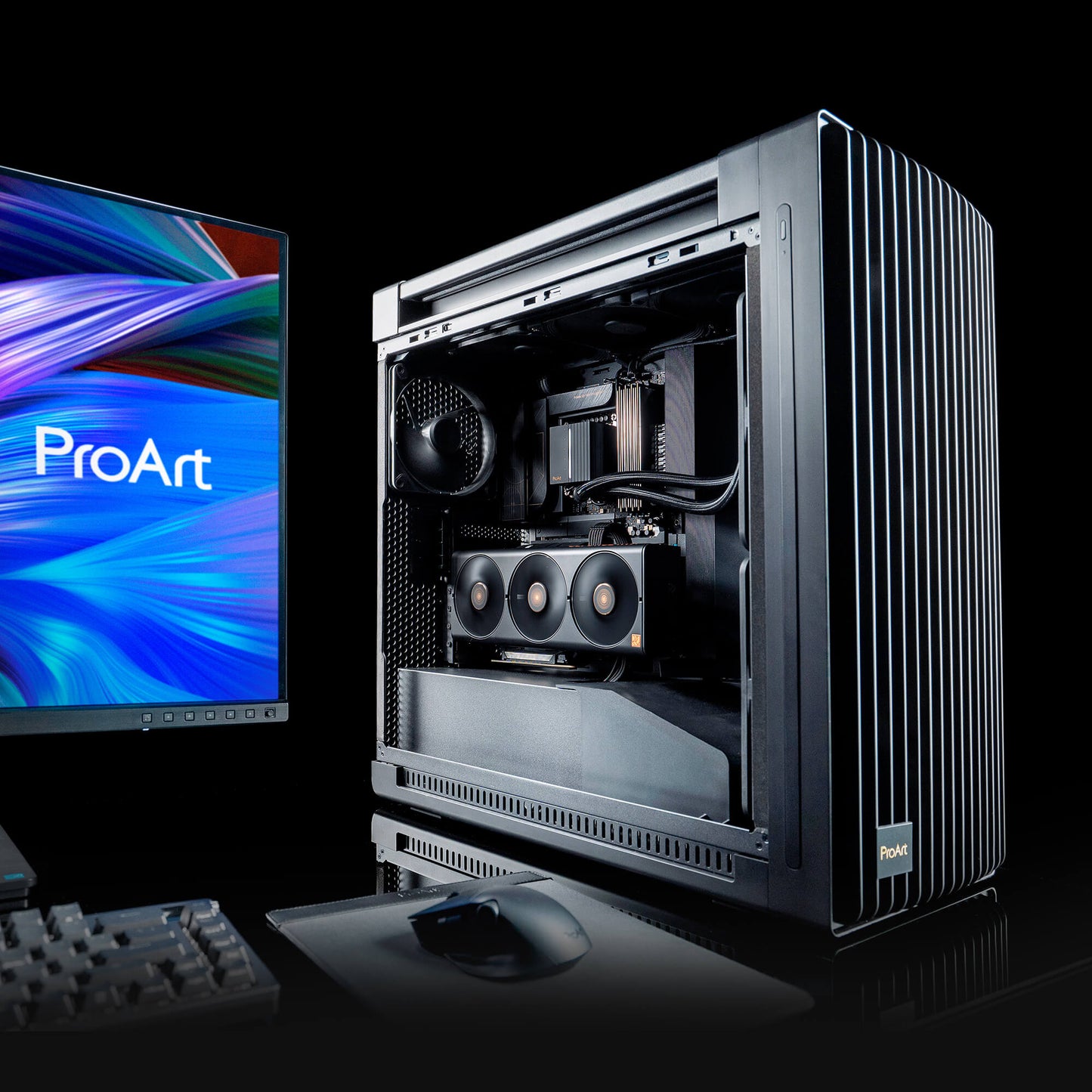 ASUS ProArt PA602 E-ATX Mid Tower - 420mm radiator support, one 140mm and two 200mm pre-installed system fans