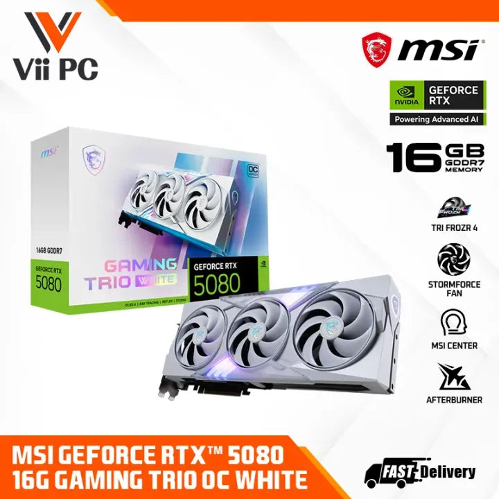 MSI GeForce RTX 5080 / RTX5080 16G Gaming Trio OC White 16GB DDR7 GAMING GRAPHIC CARD