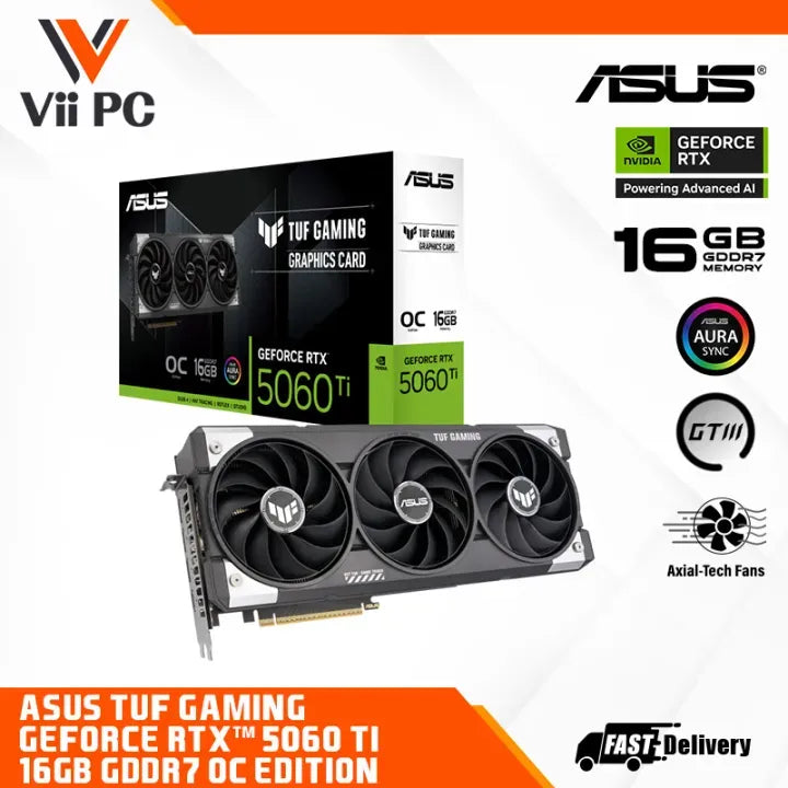 ASUS TUF Gaming GeForce RTX 5060 Ti 8GB OR 16GB GDDR7 OC Edition GAMING GRAPHIC CARD