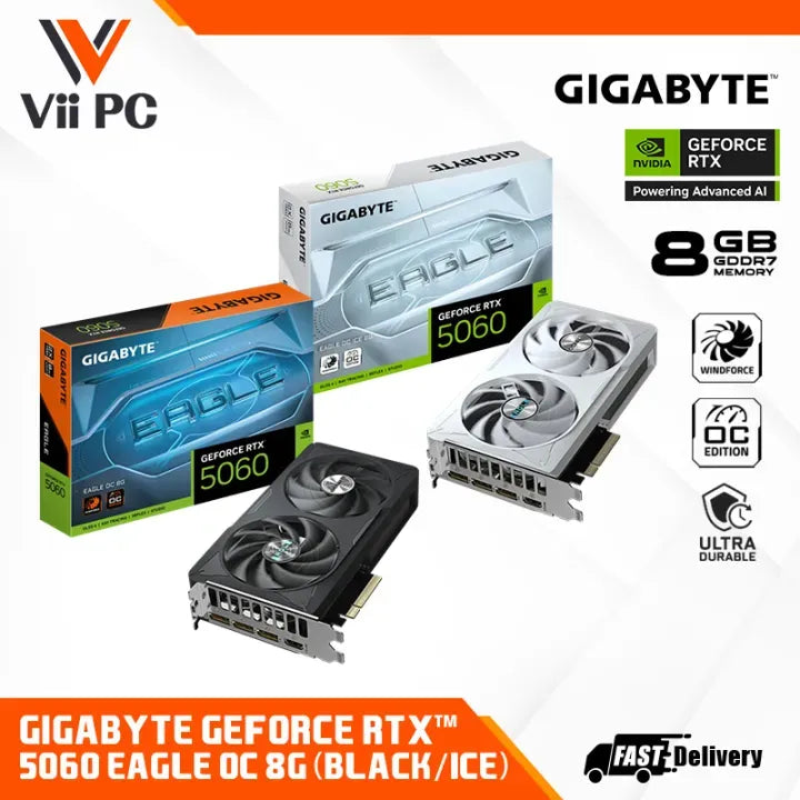 GIGABYTE GeForce RTX5060 EAGLE OC BLACK OR EAGLE OC ICE WHITE 8G DDR7 GAMING GRAPHIC CARD