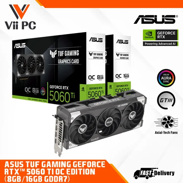 ASUS TUF Gaming GeForce RTX 5060 Ti 8GB OR 16GB GDDR7 OC Edition GAMING GRAPHIC CARD