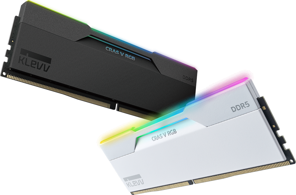 KLEVV CRAS V RGB DDR5 6000MHz CL28, 6000MHz CL30, 6400MHz CL32, 7200 CL34 (2x16GB & 2x24GB) - Black & White