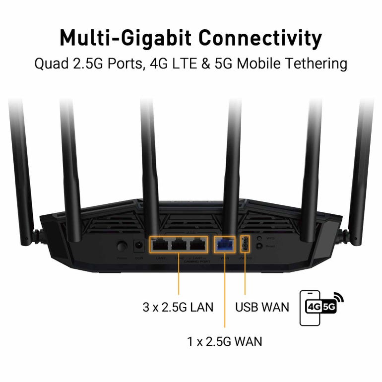 ASUS TUF Gaming BE6500 Dual Band WiFi 7 (802.11be) Extendable Gaming Router