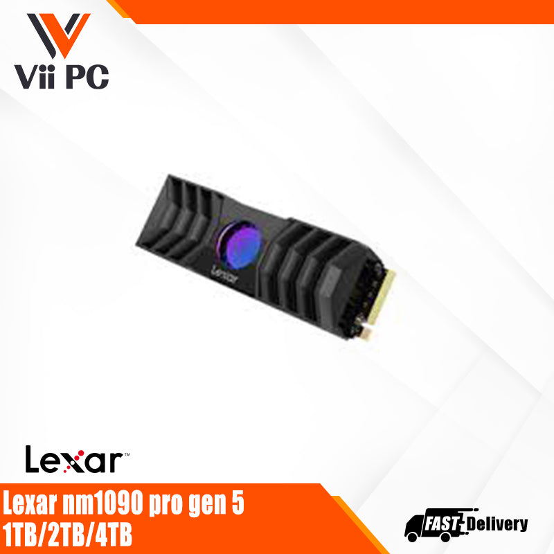 Lexar Professional NM1090 PCIe 5.0 SSD (1TB / 2TB / 4TB) - Read/Write speed up to 12000/11000MB/s, RGB heatsink with a heat-blasting fan