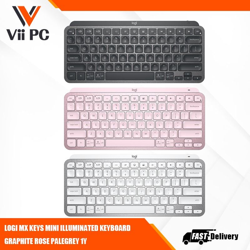 LOGITECH MX KEYS MINI ILLUMINATED KEYBOARD GRAPHITE ROSE PALEGREY 1Y
