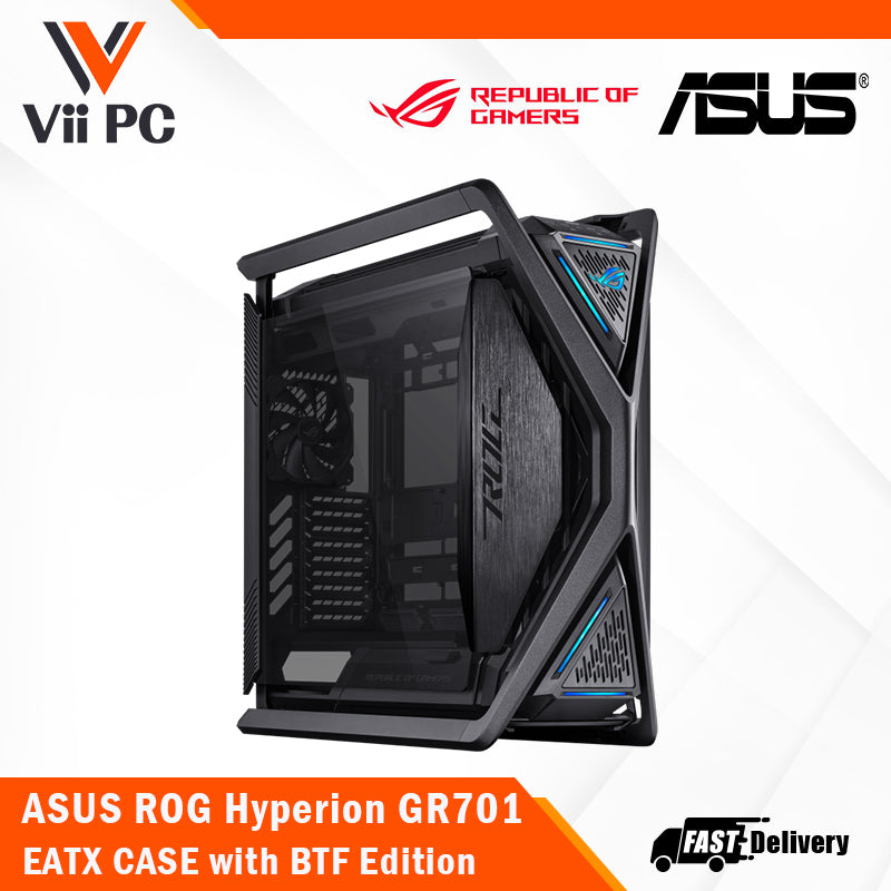 ASUS ROG HYPERION GR701 EATX CASE WITH BTF EDITION - 5 x 2.5" Bay, ARGB, 420mm Dual Radiator, 4x140mm Fans, Tempered Glass, 1 Yr Wty