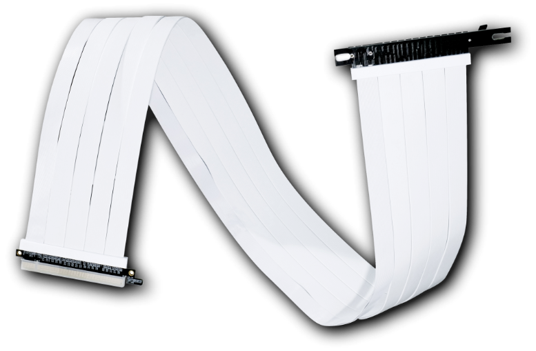 LIAN LI 900MM PCI-e 4.0 X16 Riser Cable (Black/White) - Ultra-Flexible Cable, Compatible with O11D EVO XL Upright GPU Bracket