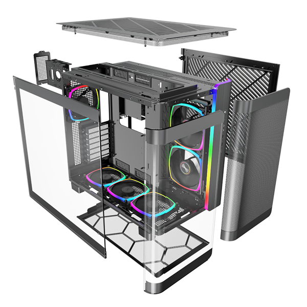 Montech KING 95 PRO BLACK/WHITE Tempered Glass ATX Middle Tower Case (Dynamic Duo Airflow Modes)