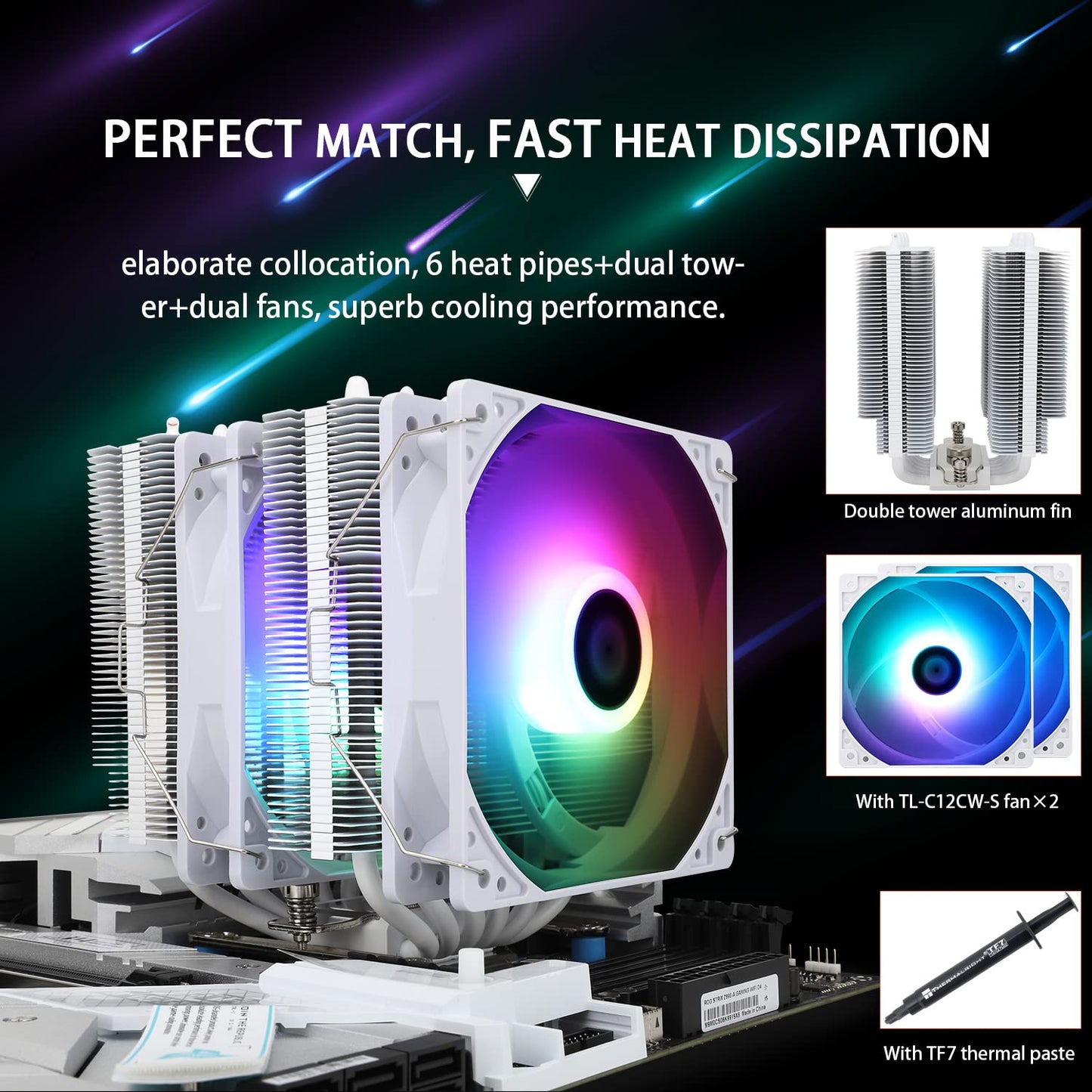 Thermalright Peerless Assassin 120 SE BLACK / BLACK ARGB / WHITE ARGB CPU Air Cooler, 6 Heat Pipes CPU Cooler, Dual 120mm TL-C12CW-S PWM Fan, AGHP Technology, for AMD AM4/AM5/Intel LGA1700/1150/1151/1155/1200