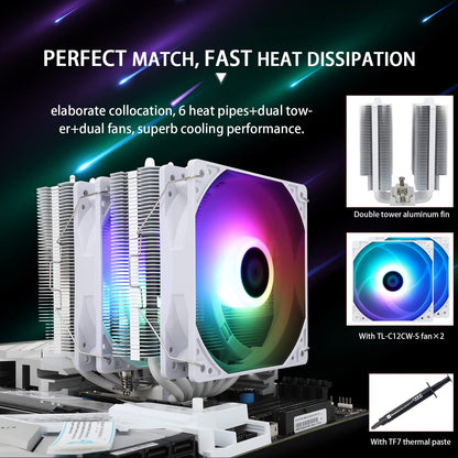 Thermalright Peerless Assassin 120 SE BLACK / BLACK ARGB / WHITE ARGB CPU Air Cooler, 6 Heat Pipes CPU Cooler, Dual 120mm TL-C12CW-S PWM Fan, AGHP Technology, for AMD AM4/AM5/Intel LGA1700/1150/1151/1155/1200