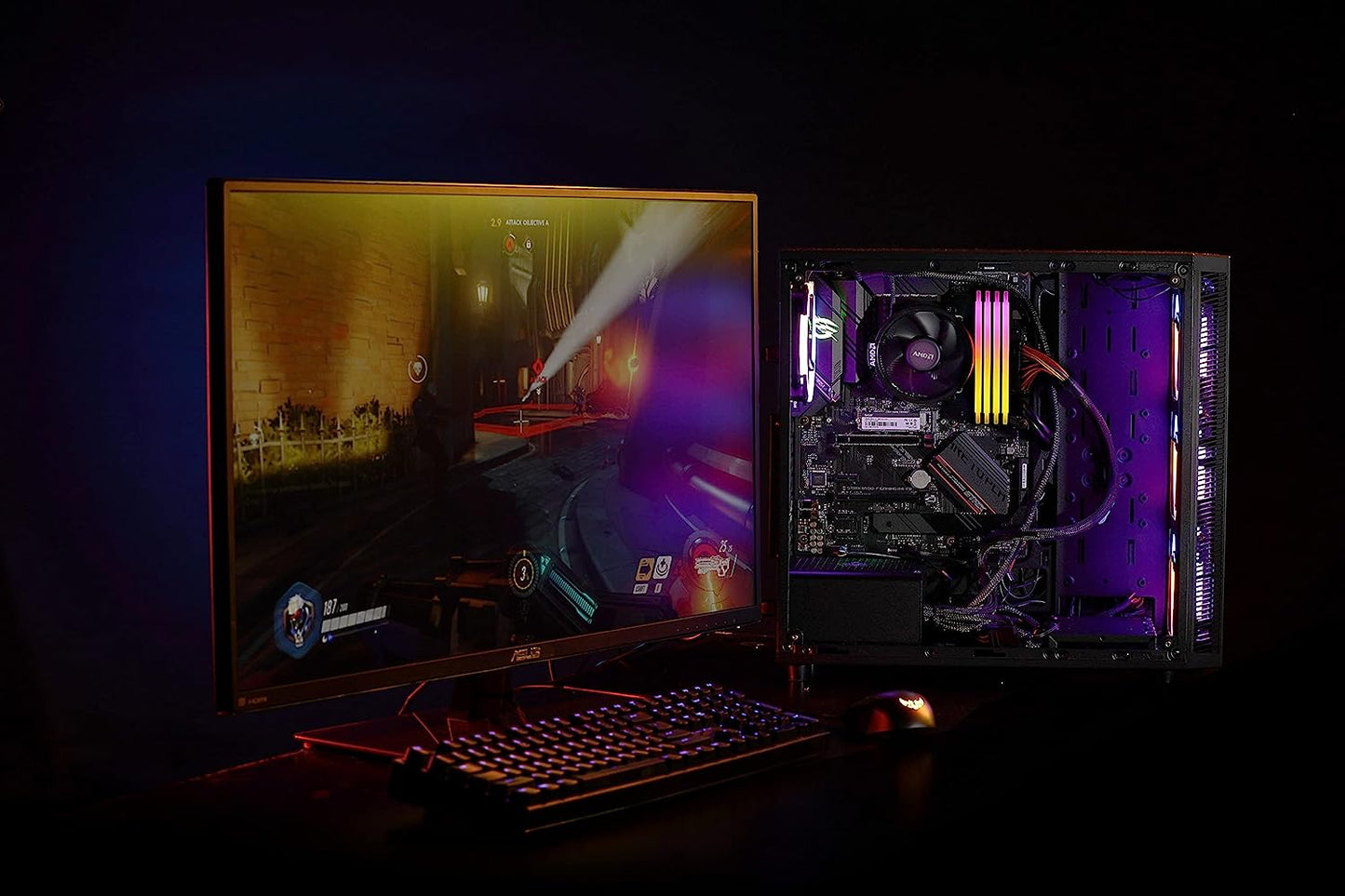 Lexar Hades 16GB Kit (8GBx2) RGB LED Lightning, DDR4 RAM 3600MHz CL18 Desktop Memory INTEL XMP 2.0 and AMD Ryzen Support