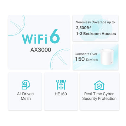 TP-LINK DECO X50 AX3000 Whole Home Mesh WiFi 6 System - 1/2/3pack
