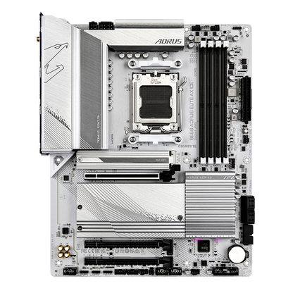 GIGABYTE B650 AORUS ELITE AX ICE AMD Socket AM5/ICE Series/Wi-Fi 6E/DDR5 Support/NVMe SSD Ready/2.5GbE LAN ATX Gaming Motherboard