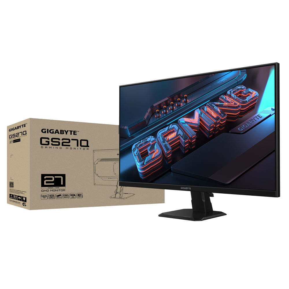 GIGABYTE GS27Q 27" SS IPS Gaming Monitor - QHD (2560x1440),1ms (MPRT), 165Hz (OC 170Hz), HDR Ready, Black Equalizer