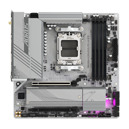 GIGABYTE B650M AORUS ELITE AX ICE AMD Socket AM5/ICE Series/Wi-Fi 6E/DDR5 Support/NVMe SSD Ready/2.5GbE LAN MATX Gaming Motherboard