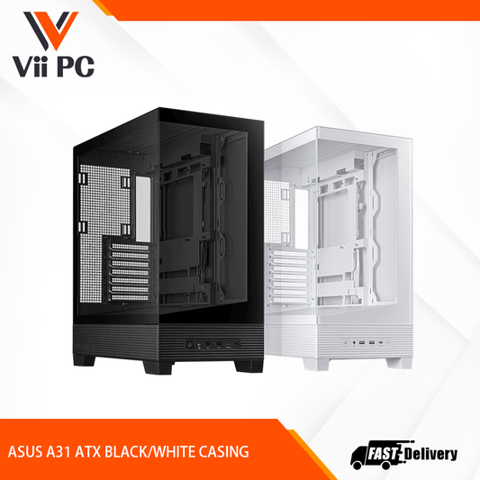 ASUS A31 ATX BLACK/WHITE CASING WITH 4 ASUS MR120 ARGB FANS