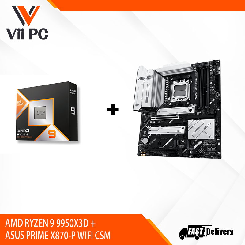 AMD RYZEN 9 9950X3D + ASUS PRIME X870-P WIFI CSM BUNDLE