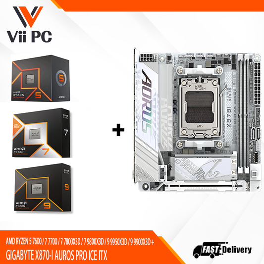 AMD RYZEN 5 7600 / 7 7700 / 7 7800X3D / 7 9800X3D / 9 9950X3D / 9 9900X3D + GIGABYTE X870-I AUROS PRO ICE ITX