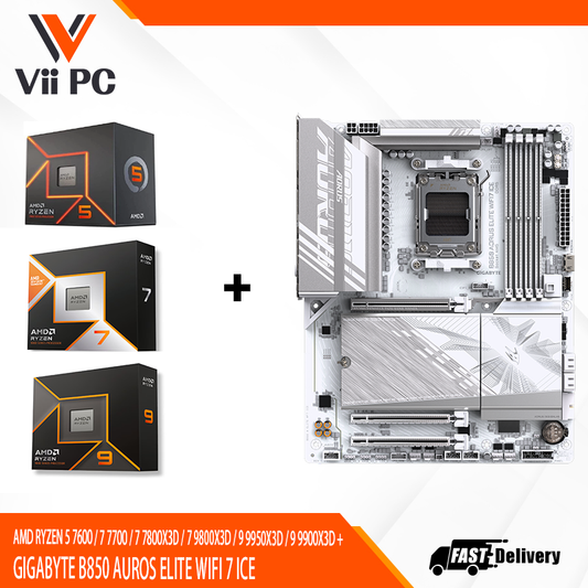 AMD RYZEN 5 7600 / 7 7700 / 7 7800X3D / 7 9800X3D / 9 9950X3D / 9 9900X3D + GIGABYTE B850 AUROS ELITE WIFI 7 ICE