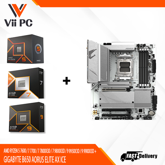 AMD RYZEN 5 7600 / 7 7700 / 7 7800X3D / 7 9800X3D / 9 9950X3D / 9 9900X3D + GIGABYTE B650 AORUS ELITE AX ICE