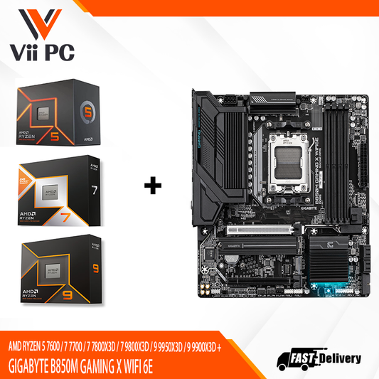 AMD RYZEN 5 7600 / 7 7700 / 7 7800X3D / 7 9800X3D / 9 9950X3D / 9 9900X3D + GIGABYTE B850M GAMING X WIFI 6E