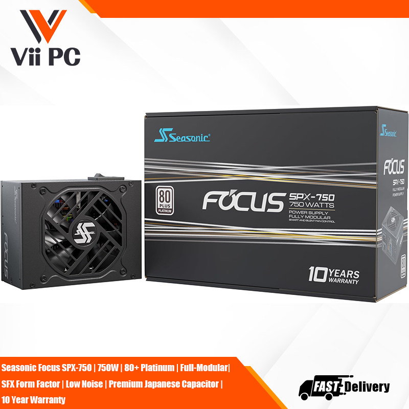 Seasonic Focus SPX-750 (750W) 80 Plus Platinum Full-Modular Power Supply - SFX Form Factor, Low Noise, Premium Japanese Capacitor (10 Year Warranty)