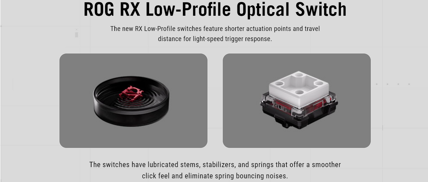 ASUS ROG Falchion RX Low Profile 65% Compact Wireless Gaming Keyboard with Optical Switches/Speed Nova/Omni Receiver/Tri-mode Connection/Window & MacOS support - BLUE OR RED SWITCHES