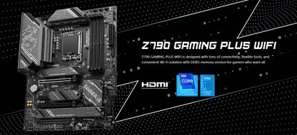 MSI Z790 GAMING PLUS WIFI 6E DDR5 PCIe 5.0, Lightning Gen 4 x4 M.2 with M.2 Shield Frozr LGA 1700 ATX Motherboard