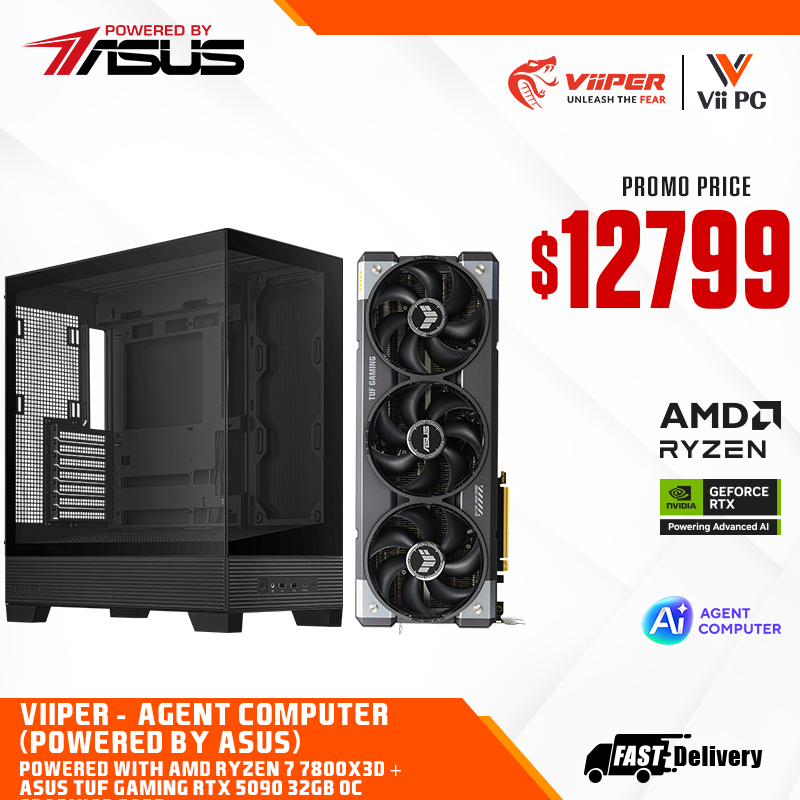 ViiPER - Agent Computer (Powered by ASUS)  - AMD RYZEN 7 7800X3D + ASUS TUF GAMING B850-PLUS WIFI + ASUS TUG GAMING RTX5090 32GB