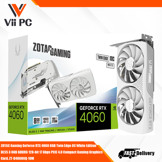 ZOTAC Gaming GeForce RTX 4060 8GB GDDR6 Twin Edge OC White Edition Compact Gaming Graphics Card