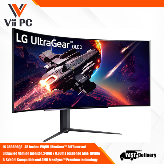 LG 45GR95QE - 45 inches WQHD UltraGear™ OLED curved ultrawide gaming monitor, 240Hz / 0.03ms response time, NVIDIA G-SYNC® Compatible and AMD FreeSync™ Premium technology