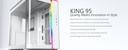 Montech KING 95 WHITE Tempered Glass ATX Middle Tower Case (Dynamic Duo Airflow Modes)