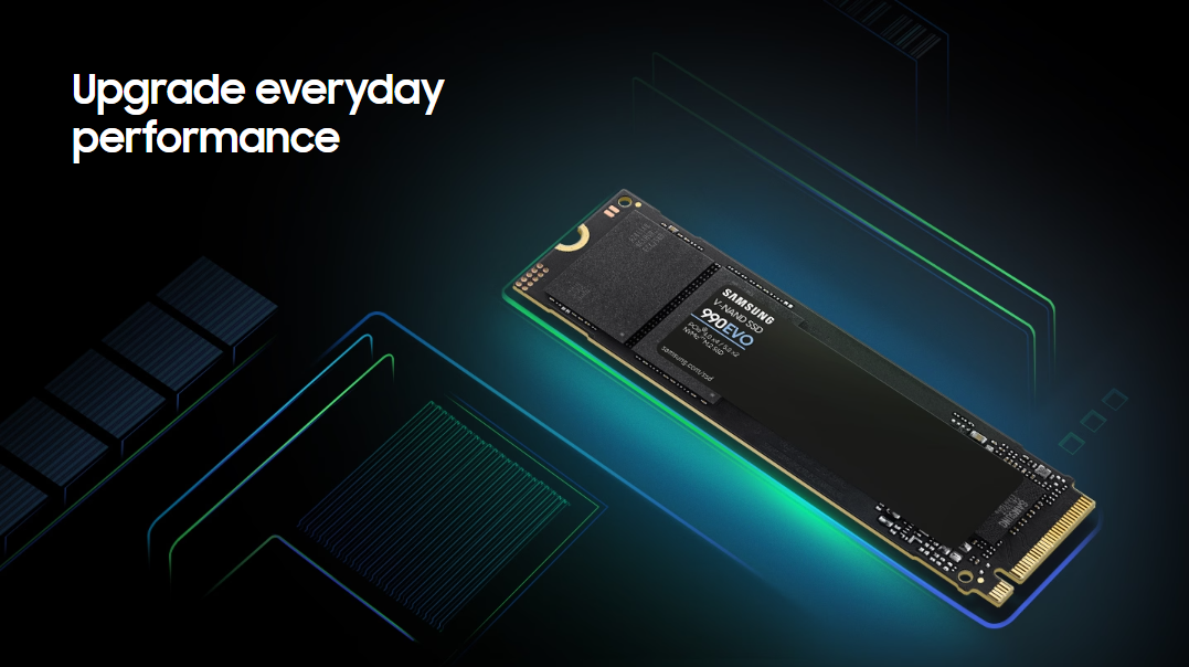 SAMSUNG 990 EVO NVMe 2.0 M.2 2280 SSD (1TB / 2TB) - PCIe 4.0x4/PCIe 5.0x2/Up to 5,000 MB/s Read/Up to 4,200 MB/s Write/5 Yrs Wty