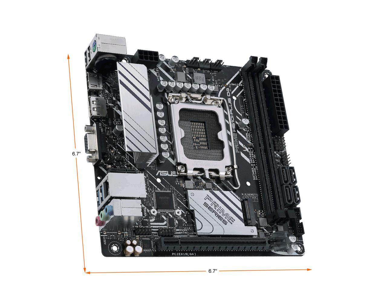 ASUS PRIME H610I-PLUS D4 Free WIFI &Bluetooth LGA 1700 Intel 12th & 13th Gen & Intel vPro mini ITX Motherboard PCIe 4.0, DDR4, USB 3.2 Gen 1 Type-A, M.2 slot, 1 Gb Lan, DP/HDMI/D-Sub